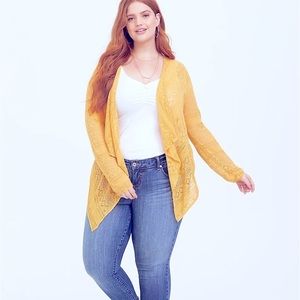 YELLOW POINTELLE DRAPE CARDIGAN - TORRID 4